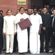 P Chidambaram leaving North Block for Parliament House to present Budget 2008-09 on Feb. 29, 2008.